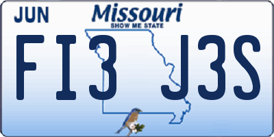 MO license plate FI3J3S