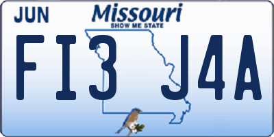MO license plate FI3J4A