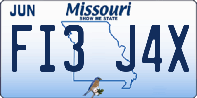 MO license plate FI3J4X