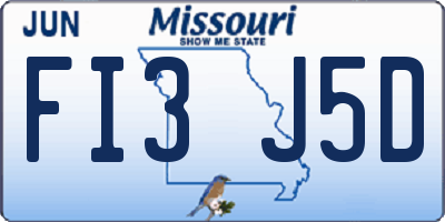 MO license plate FI3J5D