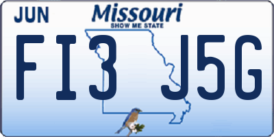 MO license plate FI3J5G