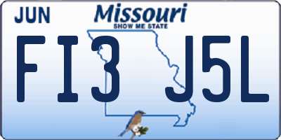 MO license plate FI3J5L