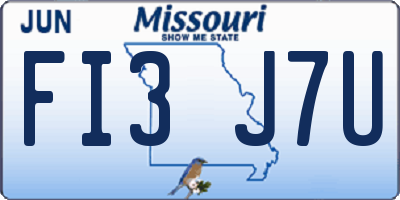 MO license plate FI3J7U