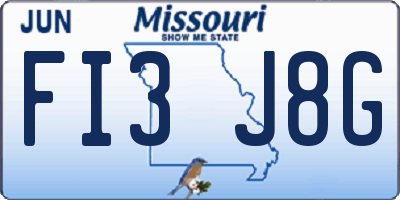 MO license plate FI3J8G