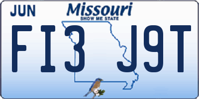 MO license plate FI3J9T