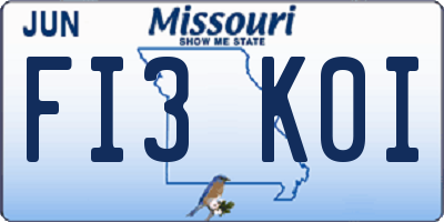 MO license plate FI3K0I