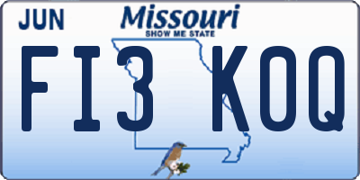 MO license plate FI3K0Q