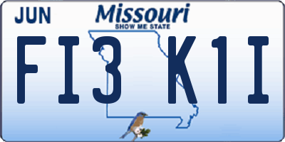 MO license plate FI3K1I
