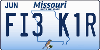 MO license plate FI3K1R
