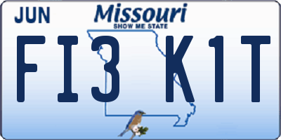 MO license plate FI3K1T