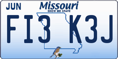 MO license plate FI3K3J