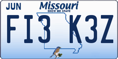 MO license plate FI3K3Z