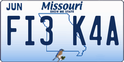 MO license plate FI3K4A