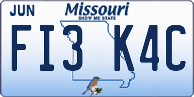 MO license plate FI3K4C