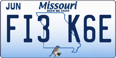 MO license plate FI3K6E