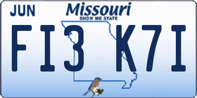 MO license plate FI3K7I