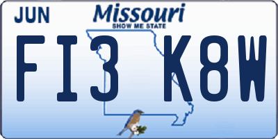 MO license plate FI3K8W