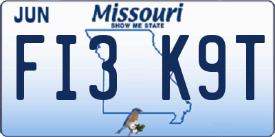 MO license plate FI3K9T