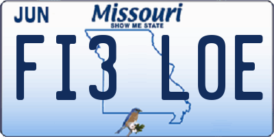 MO license plate FI3L0E