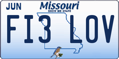 MO license plate FI3L0V