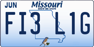 MO license plate FI3L1G