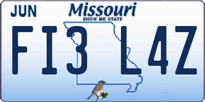 MO license plate FI3L4Z