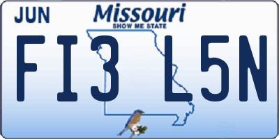 MO license plate FI3L5N