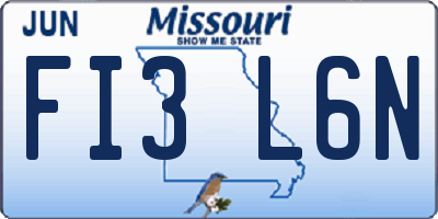 MO license plate FI3L6N