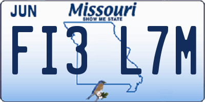 MO license plate FI3L7M