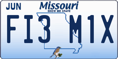 MO license plate FI3M1X