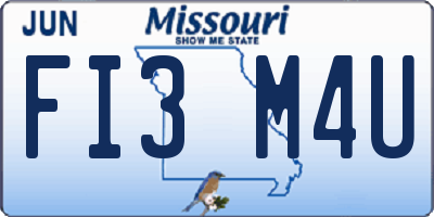MO license plate FI3M4U
