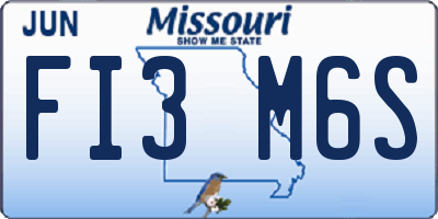 MO license plate FI3M6S