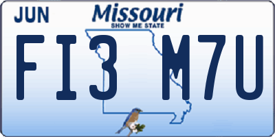 MO license plate FI3M7U