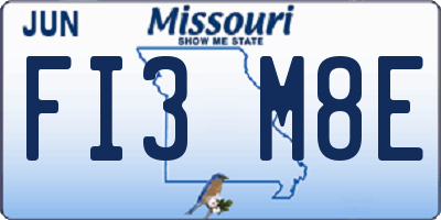 MO license plate FI3M8E