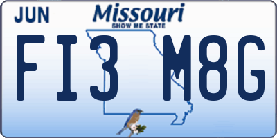 MO license plate FI3M8G