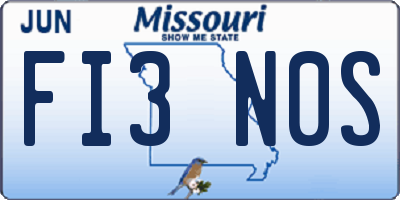 MO license plate FI3N0S