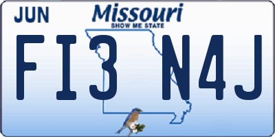 MO license plate FI3N4J