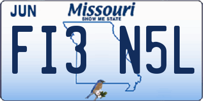 MO license plate FI3N5L