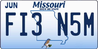 MO license plate FI3N5M