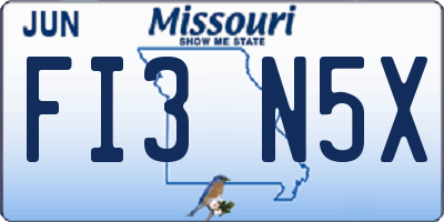 MO license plate FI3N5X