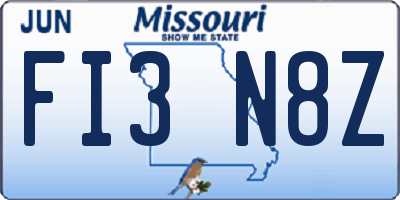 MO license plate FI3N8Z
