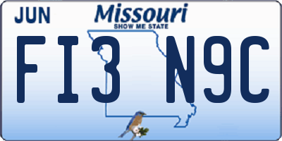 MO license plate FI3N9C