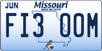 MO license plate FI3O0M