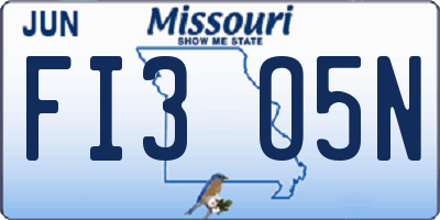 MO license plate FI3O5N