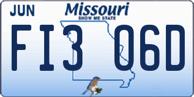 MO license plate FI3O6D