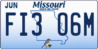 MO license plate FI3O6M