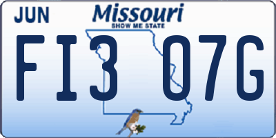 MO license plate FI3O7G