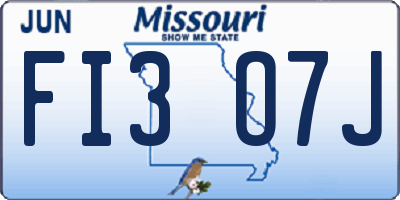 MO license plate FI3O7J