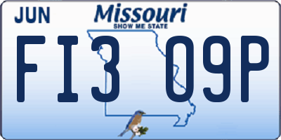 MO license plate FI3O9P