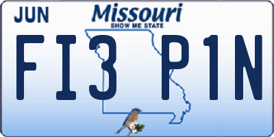 MO license plate FI3P1N